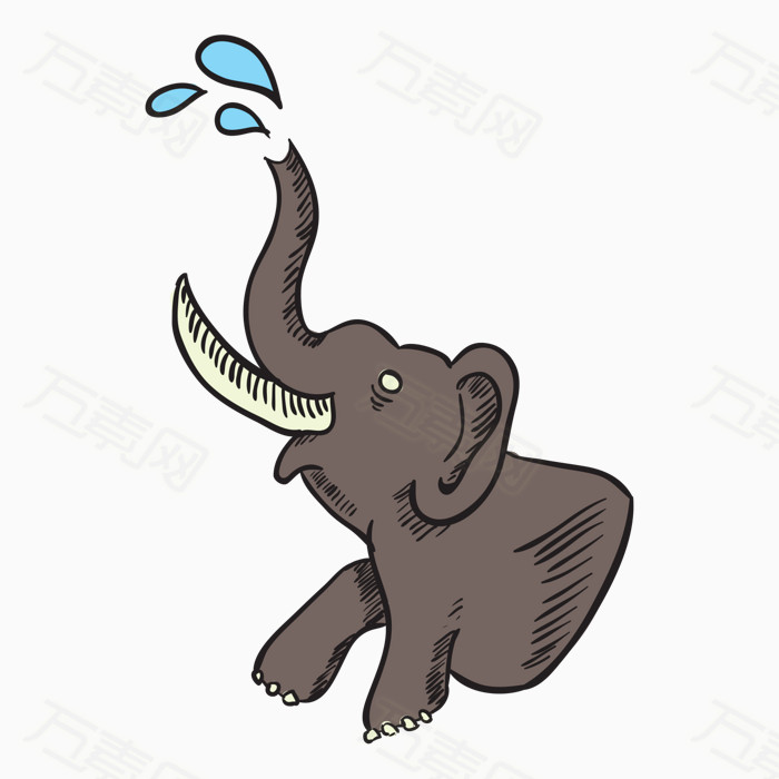 大象在喷水图片免费下载_卡通手绘_万素网