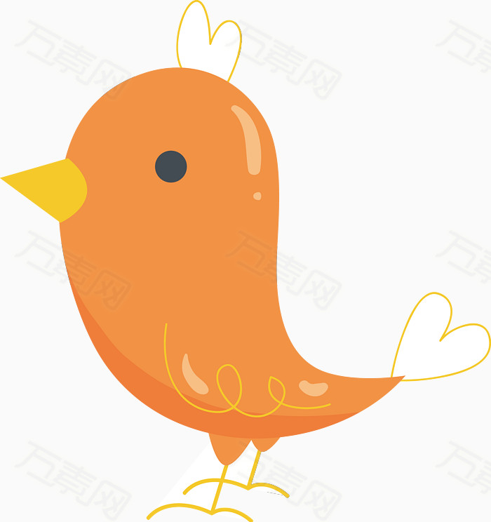 橙色卡通小鸟矢量素材
