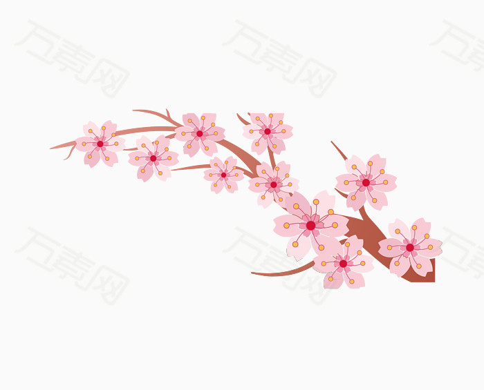 粉色手绘樱花树枝