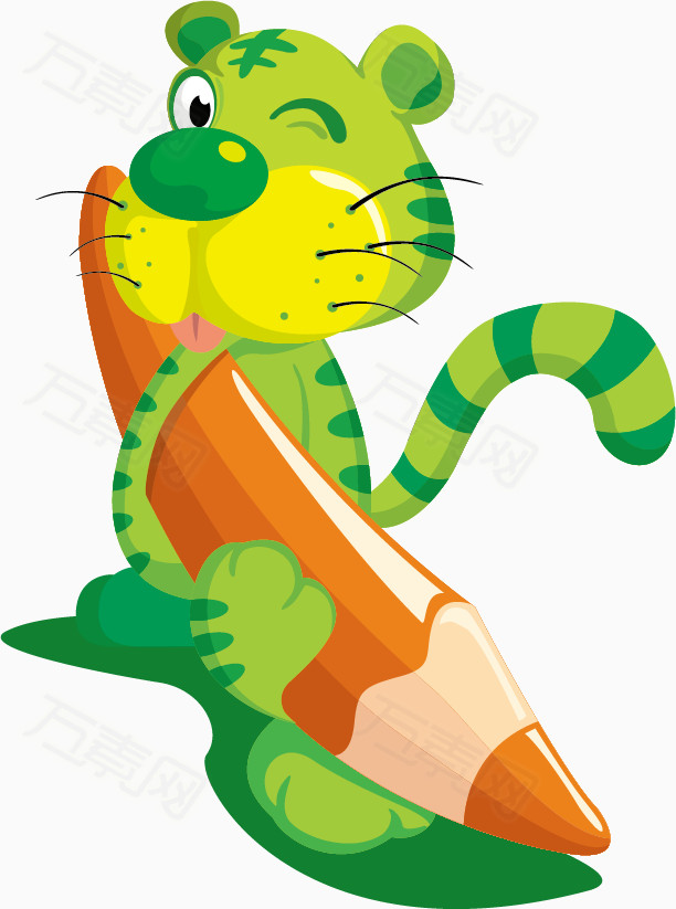 老虎  铅笔  绿色  动物  可爱   老虎 铅笔 绿色 动物 可爱 卡通