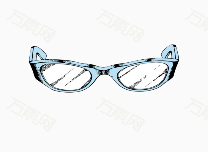 卡通眼镜 框架眼镜 近视 近视镜 蓝色 彩绘 png