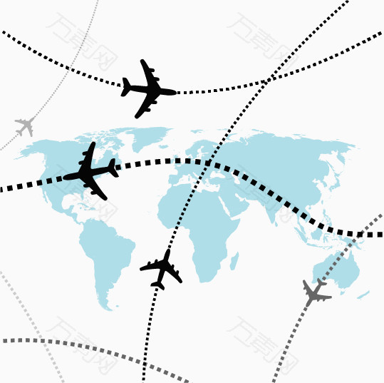 航空飞机飞行路线矢量素材