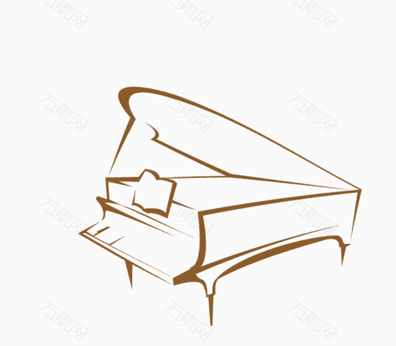 手绘棕色简笔画钢琴