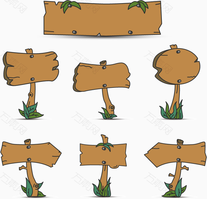 万素网 免抠元素 卡通手绘 卡通指示牌  图片素材详细参数: 编号