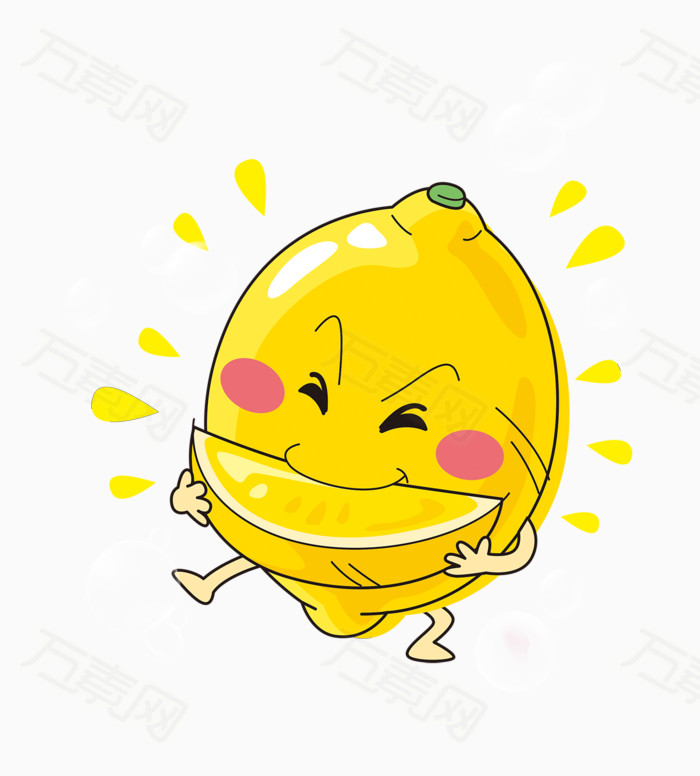 柠檬  黄色  水果  卡通 手绘 