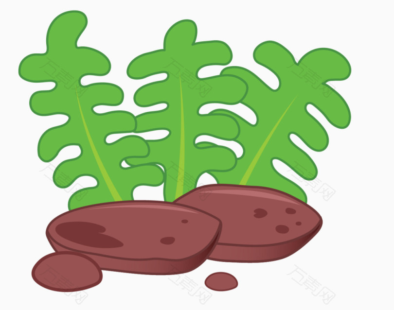 卡通手绘绿色珊瑚png
