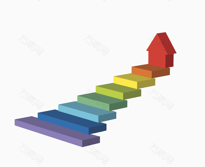 万素网 免抠元素 装饰元素 抽象进步的彩虹阶梯  图片素材详细参数