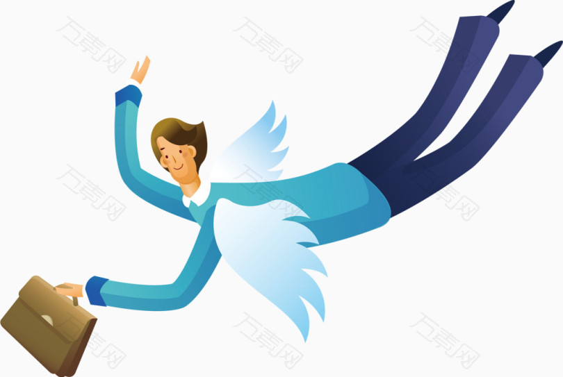 卡通张翅膀飞翔的人图