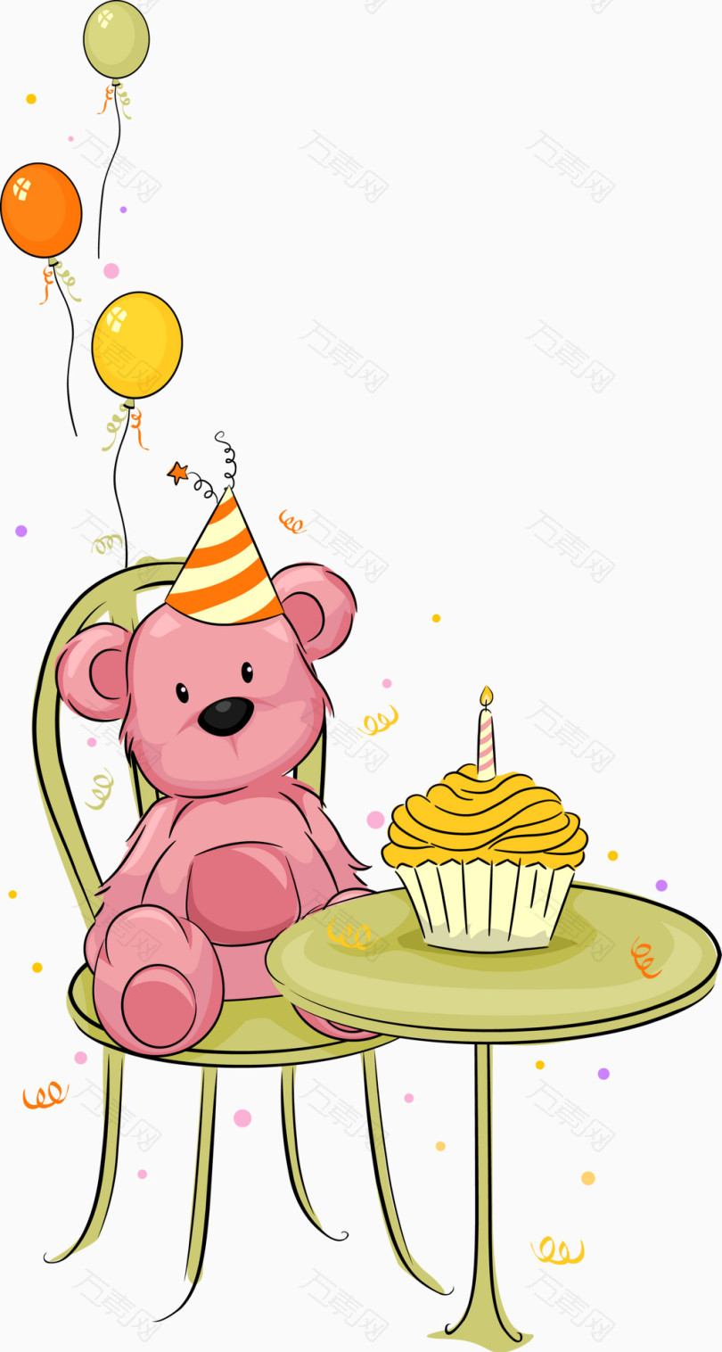 过生日的粉色小熊