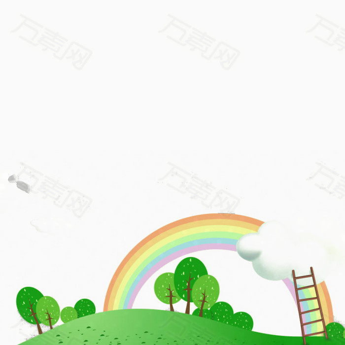 4408 彩虹 卡通 美景 雨后彩虹 彩色 红色