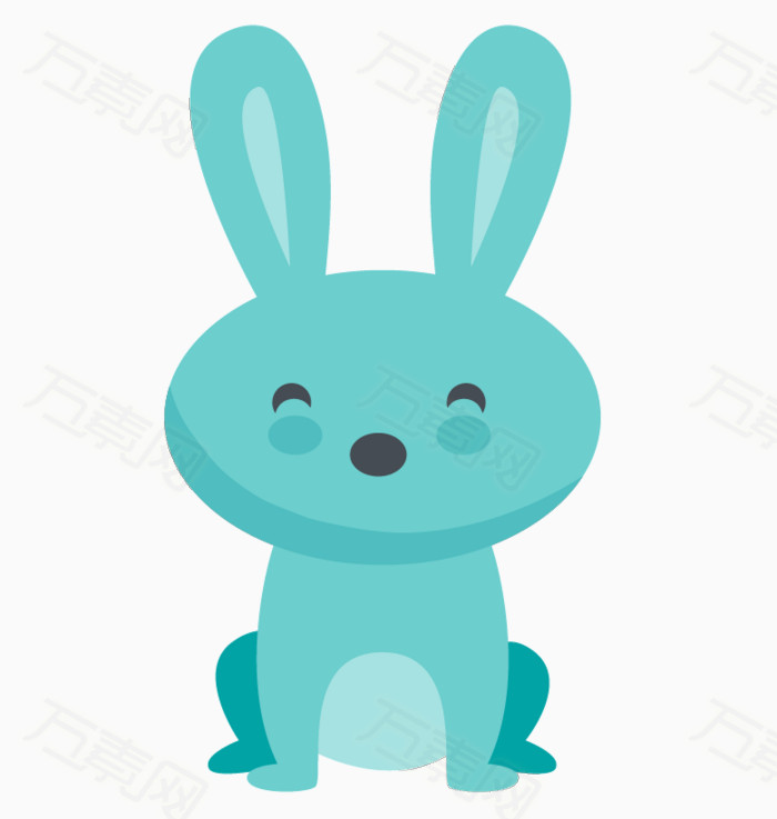 卡通手绘蓝色小兔子 图片免费下载_动物_万素网