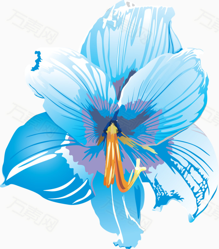 免抠元素 不规则图形 蓝色水仙花  万素网提供蓝色水仙花png设计素材