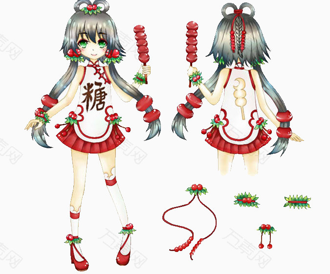 糖葫芦美少女卡通图