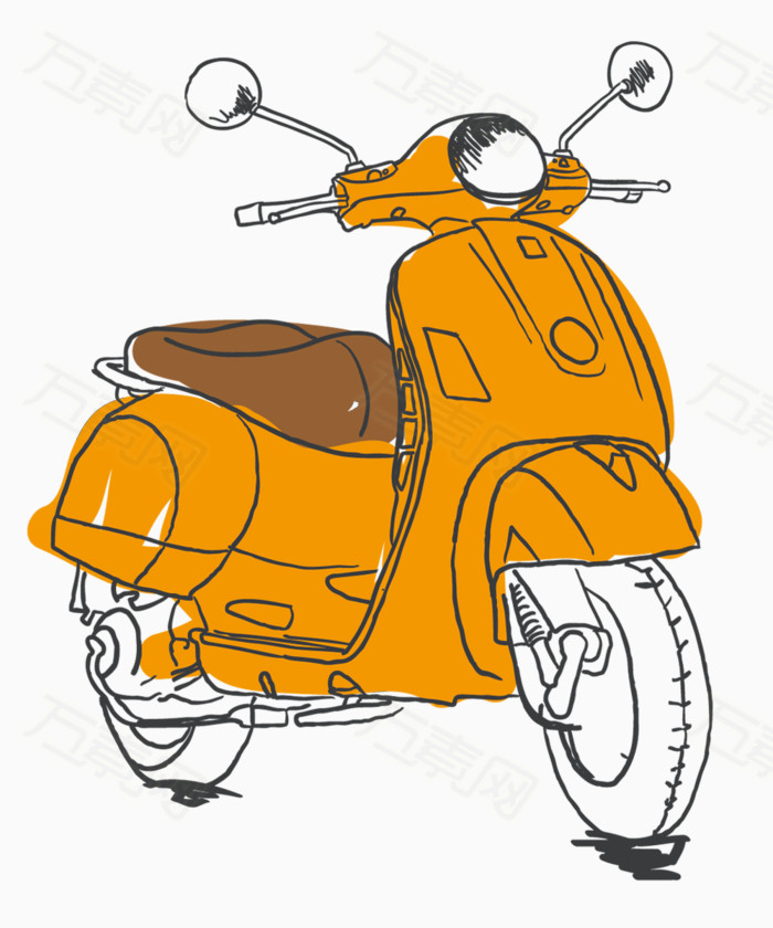 卡通手绘摩托车