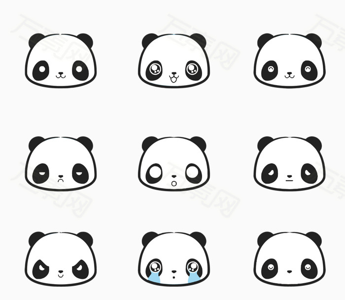 矢量熊猫表情
