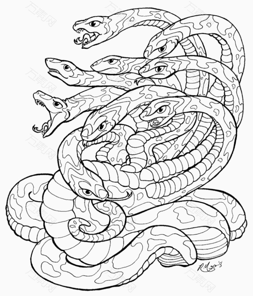 线条手绘中国风蛇