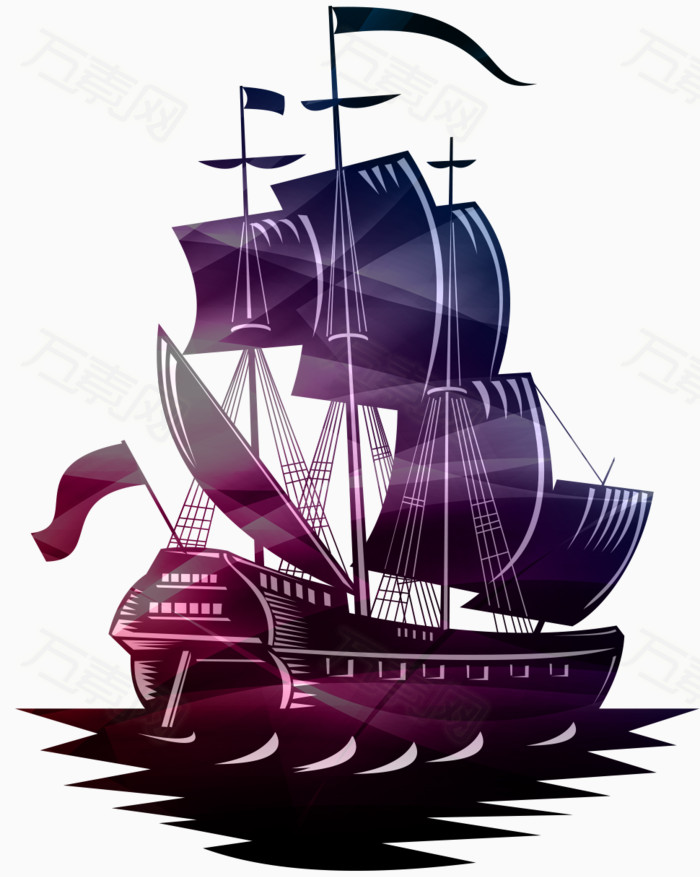 扬帆起航的轮船