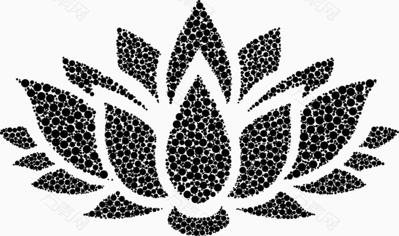 黑色花纹符号背景荷花