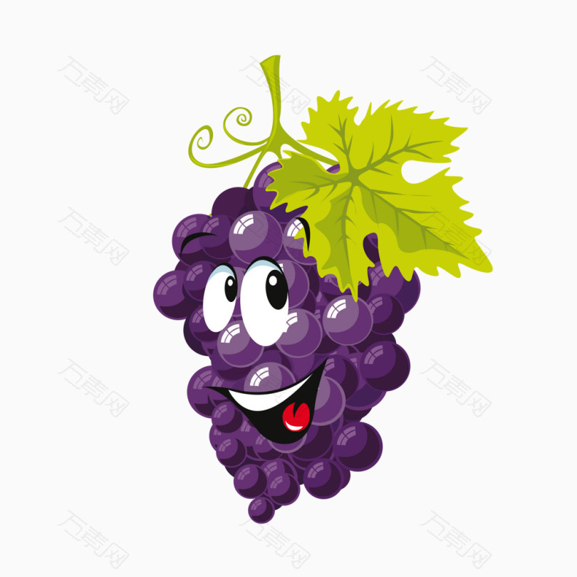 卡通高兴的葡萄水果素材