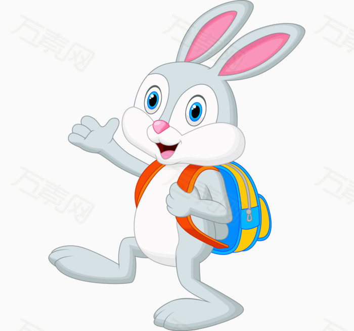卡通手绘上学背书包兔子