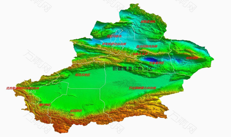 绿色新疆地图
