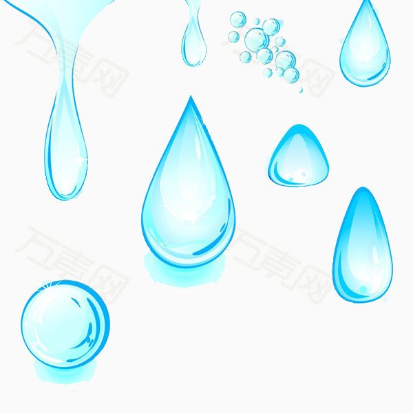 水滴 蓝色 卡通手绘  一滴水 