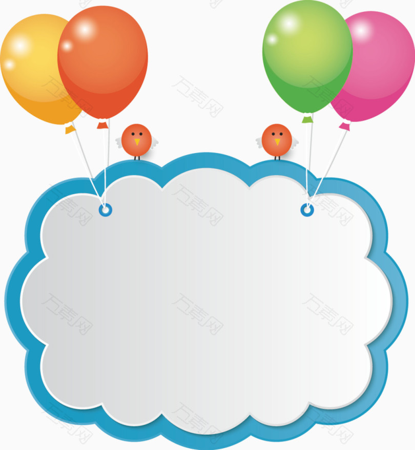 矢量手绘气球挂着云朵形状的标签_卡通手绘_1049*1139