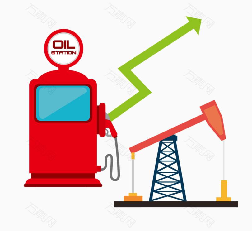 加油站红色石油开采卡通素材