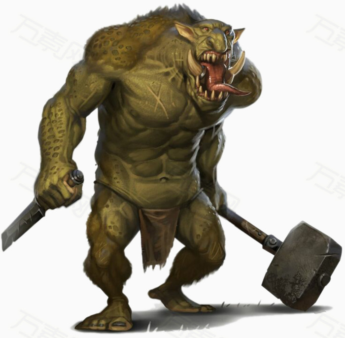 丑恶兽人战士_卡通手绘_736*722px_编号1992080_png