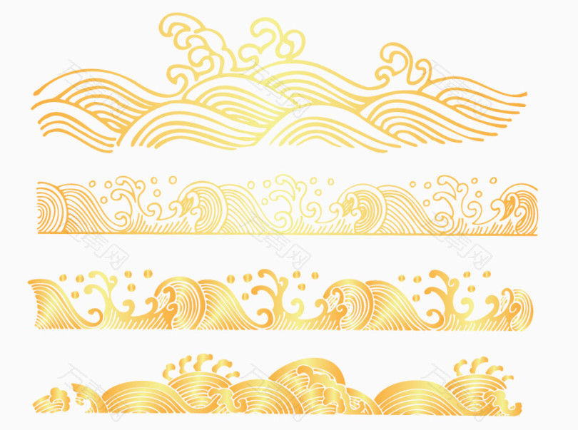 金色海浪花设计矢量素材