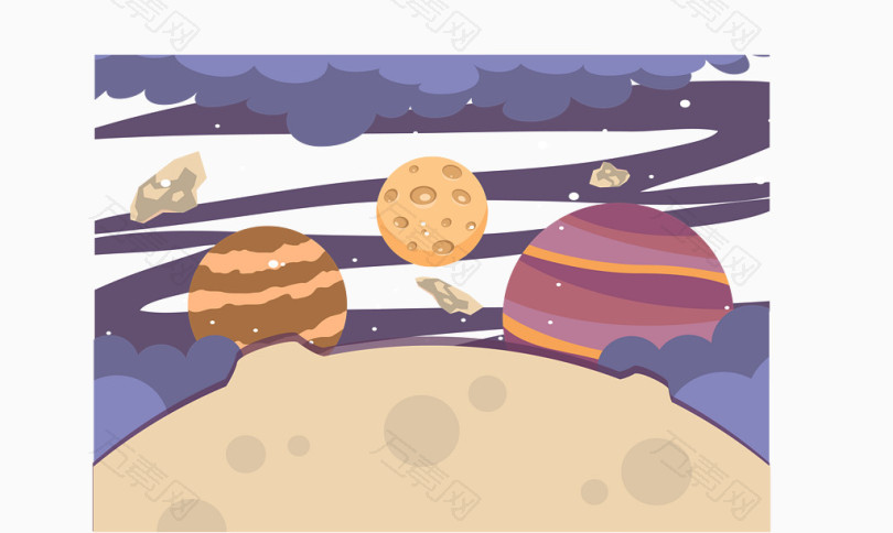 卡通太空宇宙背景矢量图