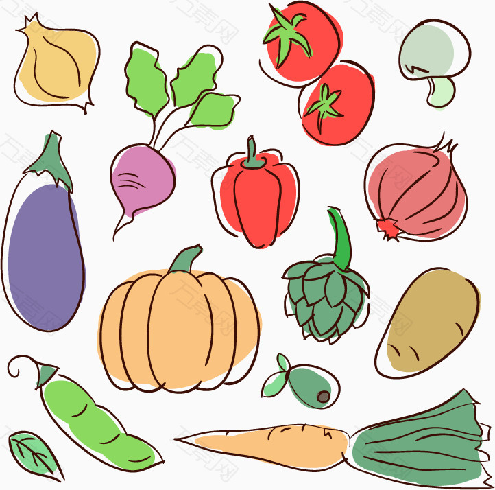绿色蔬菜卡通手绘  图片素材详细参数: 编号160361 分类卡通手绘 颜色
