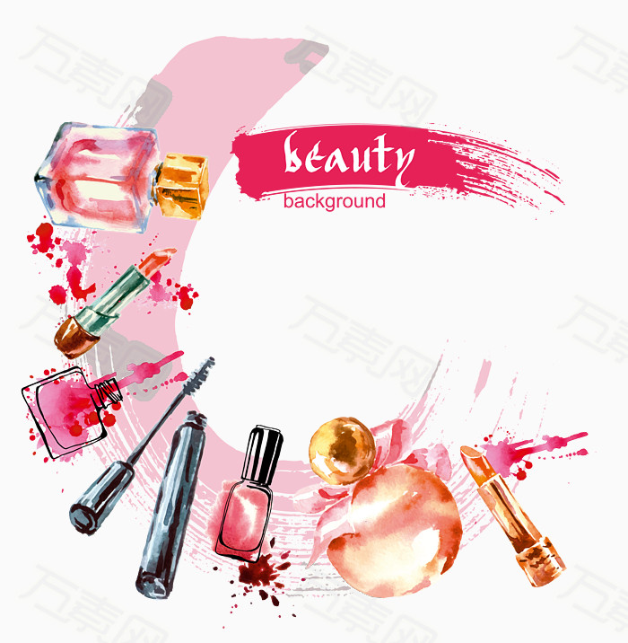 水彩 手绘 化妆 美容  彩妆 化妆工具 化妆用品
