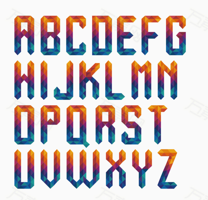 彩色立体26英文字母设计
