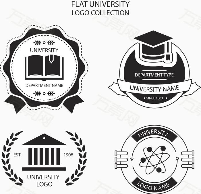 矢量手绘学校图标