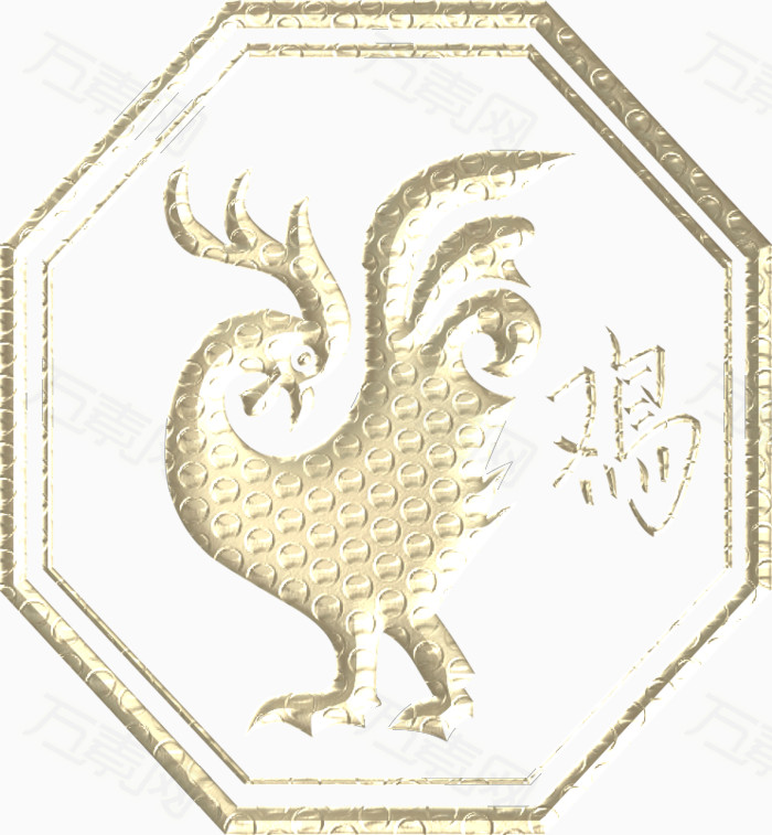 鸡 禽畜 十二生肖 动物 中国风 图案 插画