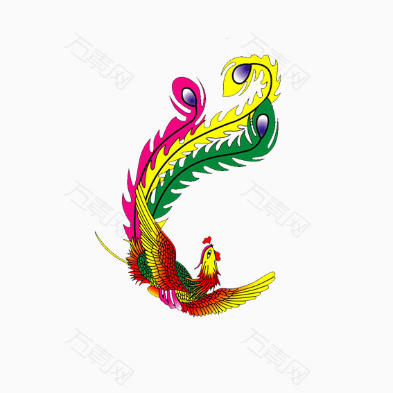 中国风三尾彩凤