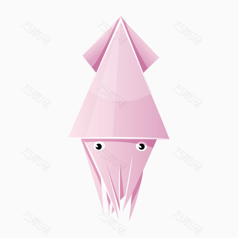 可爱的折纸鱿鱼图案素材
