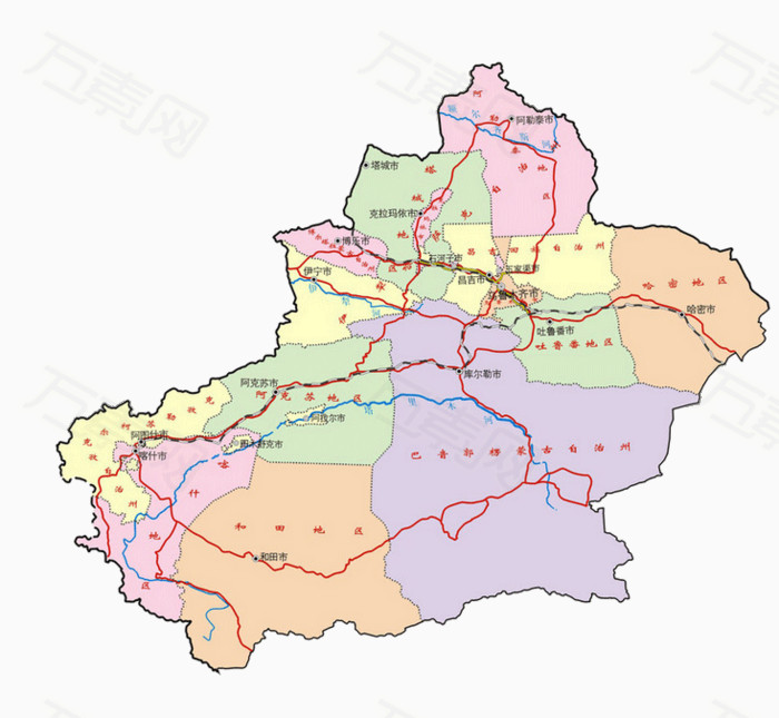 中国新疆省地图