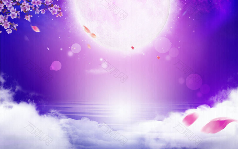 紫色月色全屏海报背景
