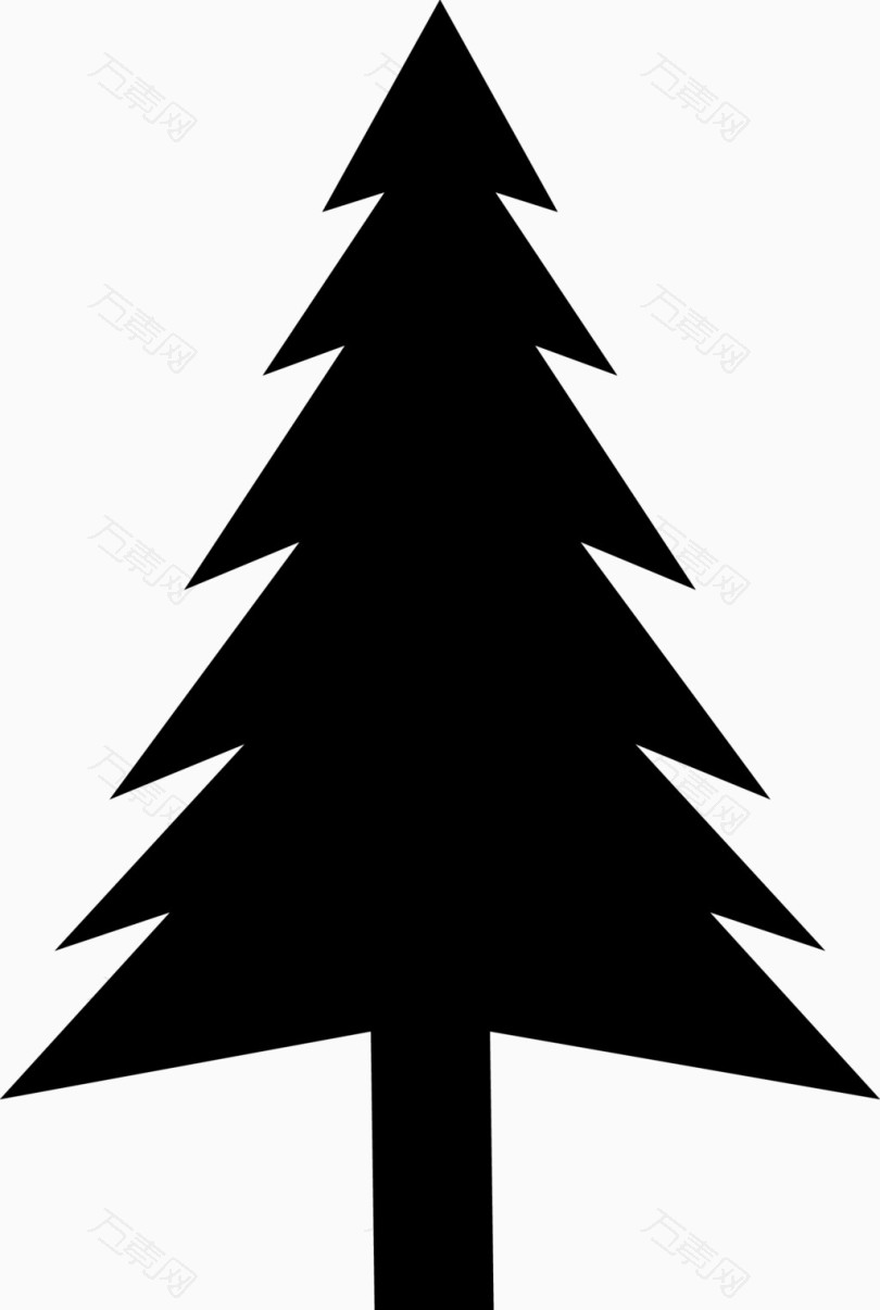 圣诞卡通松树剪影