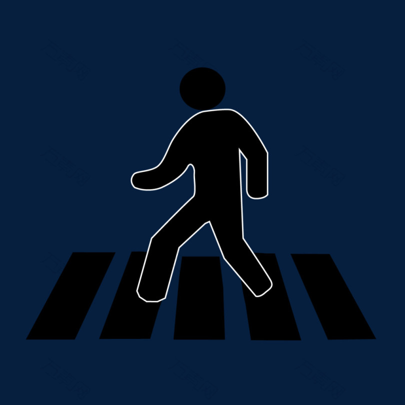 行人过马路剪影