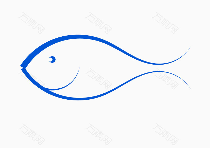 蓝色的简单手绘鱼