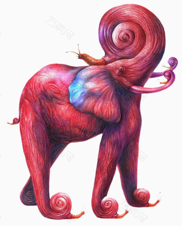 创意插画-蜗牛大象