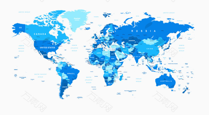矢量蓝色世界地图素材