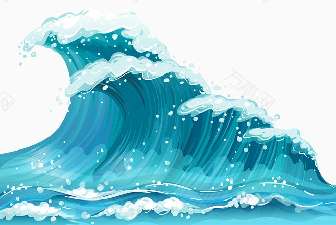万素网 免抠元素 卡通手绘 卡通蓝色海浪  图片素材详细参数: 编号