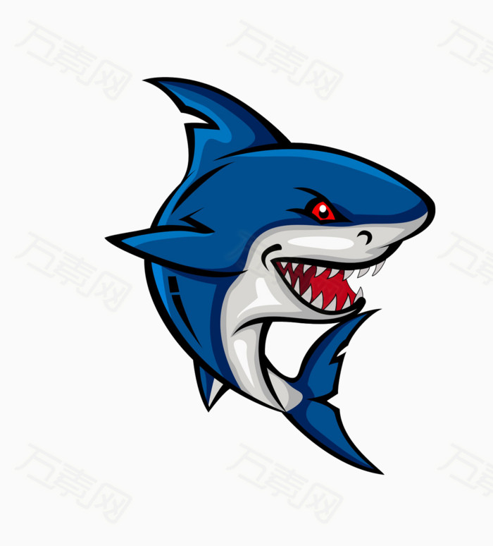 鲨鱼  动物   蓝色  海洋元素 卡通  凶狠