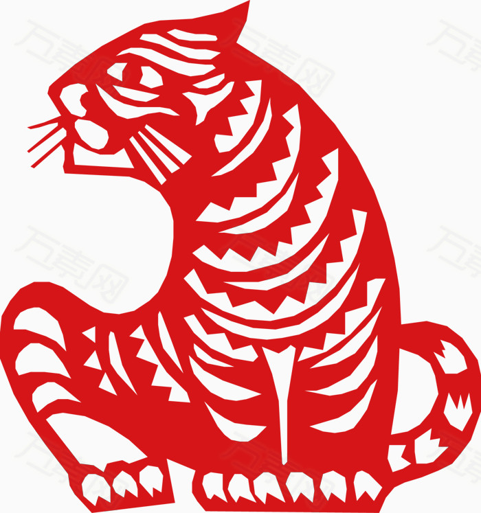 老虎,寅虎,儿童老虎剪纸,十二生肖纸老虎,老虎剪纸画像免抠素材,中国
