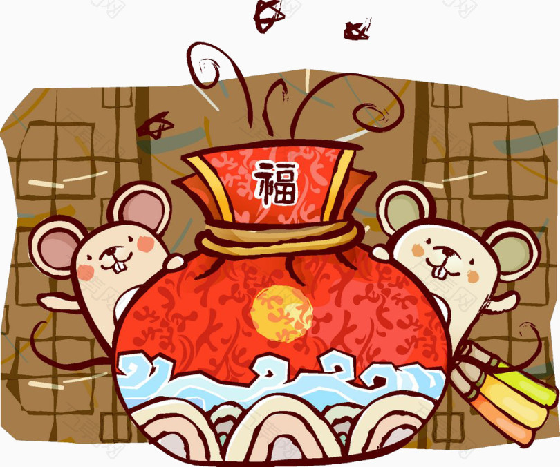 卡通吉祥福袋_卡通手绘_1000*834px_编号3086762_png格式_万素网