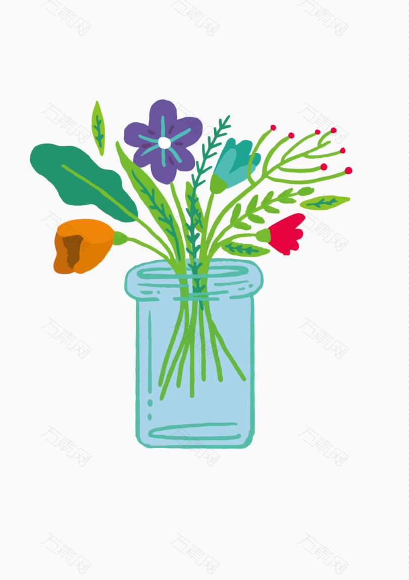 矢量花瓶插花